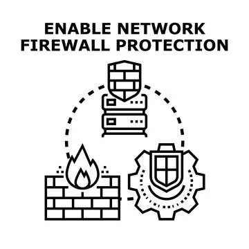 Network firewall protection enabling cyber security concepts イラスト素材