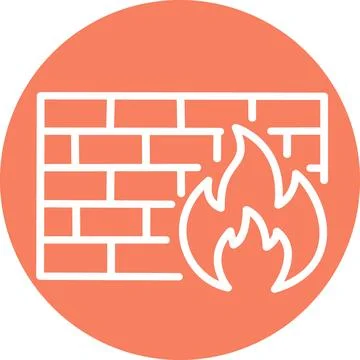 Network firewall protection flat line graphic Иллюстрация