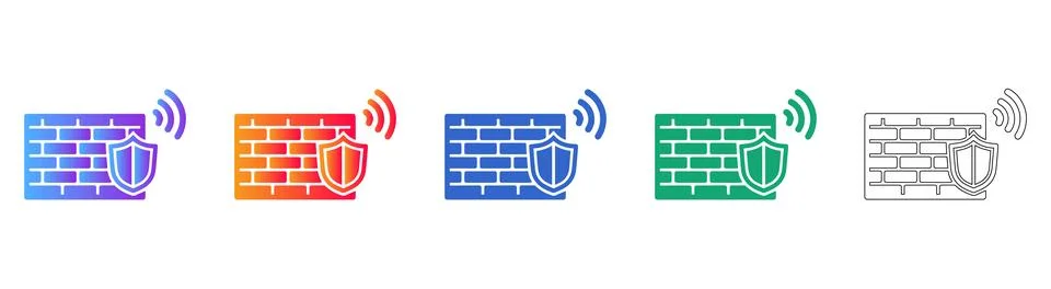 Network Firewall Security Icon Set Stock Illustration