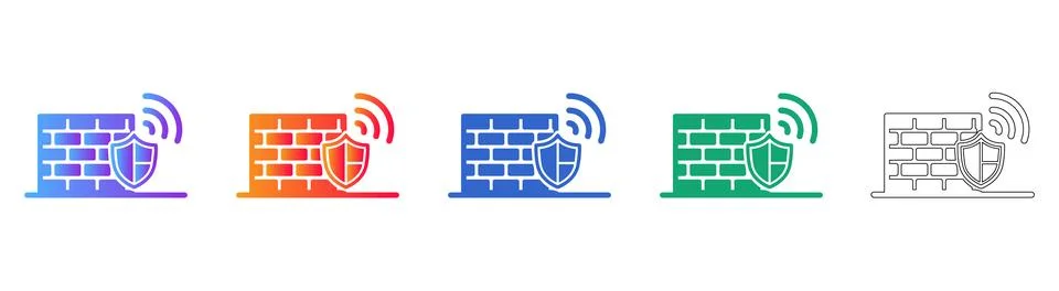Network Firewall Security Shield Icons Illustrazione stock