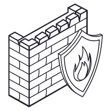 Network Firewall Security System Minimal Vector Graphic Stock Illustration