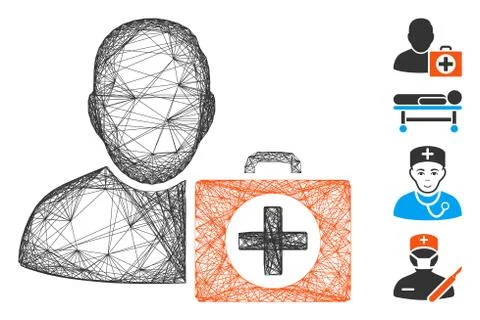 Network First Aid Man Vector Mesh Stock Illustration