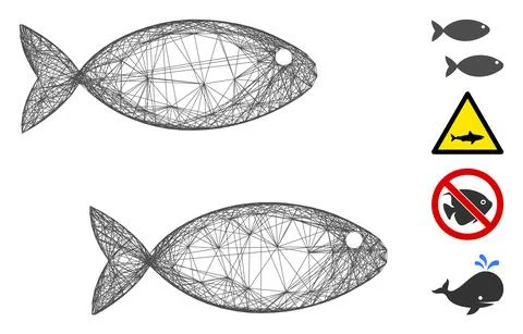 Network Fish Pair Vector Mesh Ilustração Stock