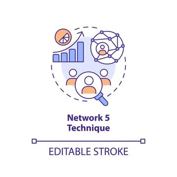 Network five technique concept icon Stock Illustration