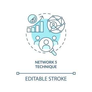 Network five technique turquoise concept icon Stock Illustration