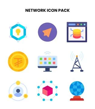 Network Flat Bundle Icons Pack Illustrazione stock