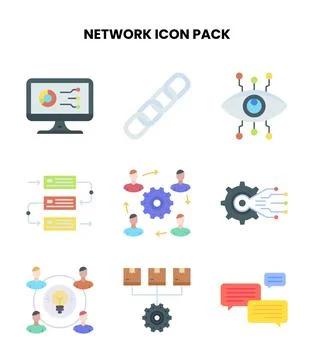 Network Flat Collection Icons Pack Illustrazione stock