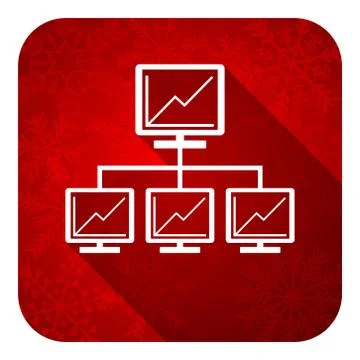 Network flat icon, christmas button, lan sign. Stock Illustration