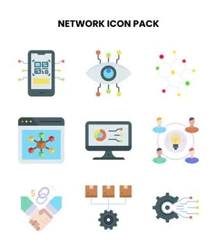 Network Flat Icons Pack Illustrazione stock