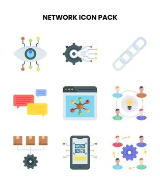 Network Flat SVG Icons Pack Stock Illustration