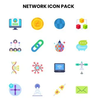 Network Flat UI Icons Pack Stock Illustration