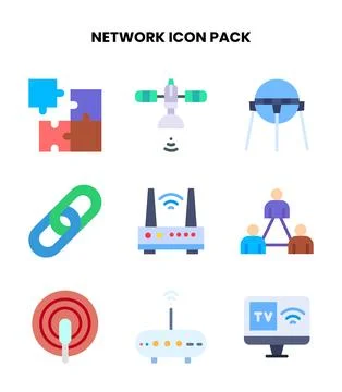 Network Flat Vector Icons Pack Stock Illustration
