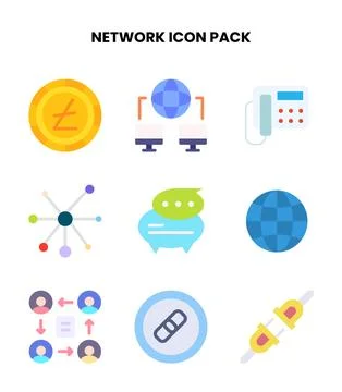 Network Flat Vector Icons Pack Stock Illustration