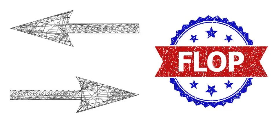 Network Flip Arrows Mesh and Grunge Bicolor Flop Stamp Seal Stock Illustration
