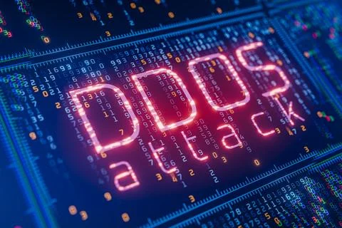 Network flood attack on corporate infrastructure. DDoS attack concept. DDoS.. Stock Photos