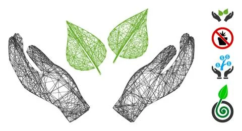 Network Flora Care Hands Vector Mesh Illustrazione stock