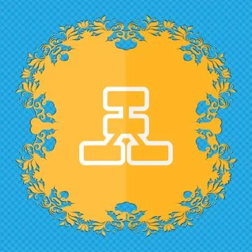 Network. Floral flat design on a blue abstract background with place for your te Stock Illustration