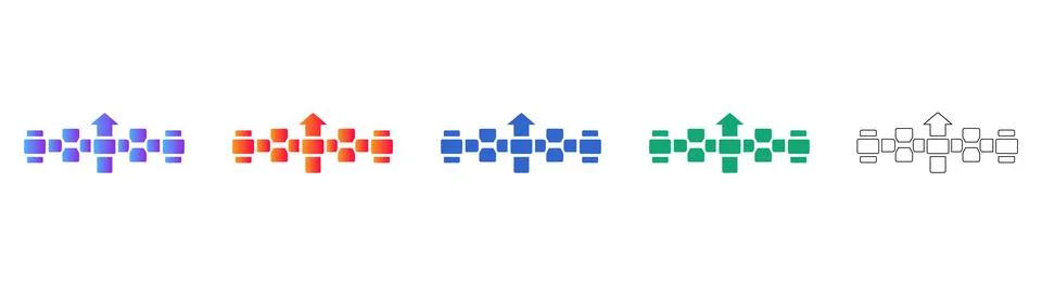 Network Flow Process Icons 스톡 일러스트