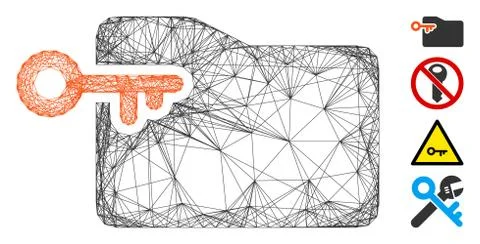 Network Folder Access Key Vector Mesh Stock Illustration