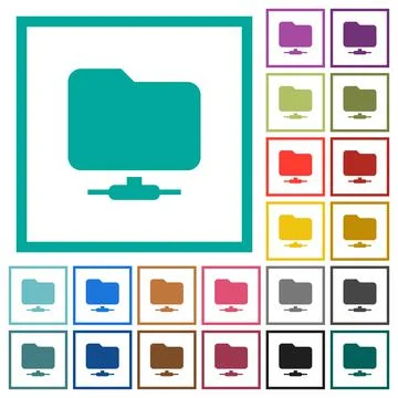 Network folder flat color icons with quadrant frames Stockillustratie