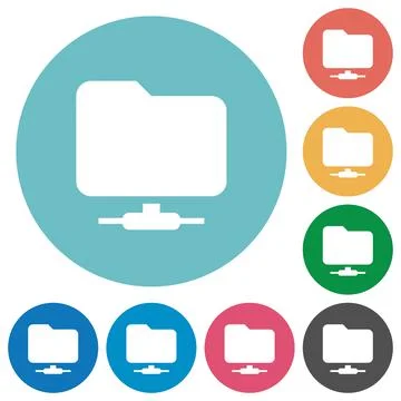 Network folder flat round icons Stockillustratie