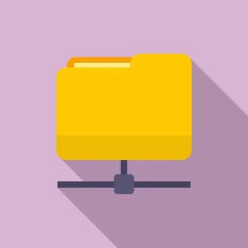 Network folder icon, flat style Stock Illustration