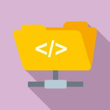 Network folder icon, flat style Stock Illustration