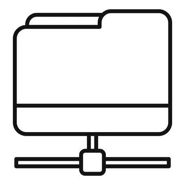 Network folder icon, outline style Stock Illustration