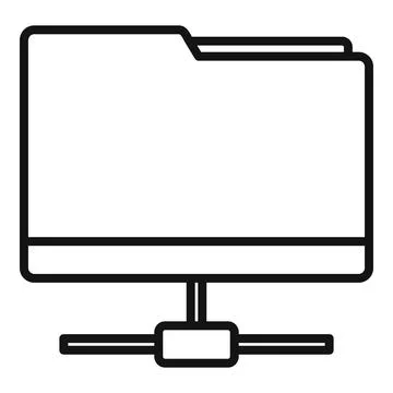 Network folder icon, outline style Stock Illustration