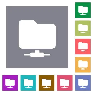 Network folder square flat icons Stock Illustration