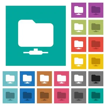Network folder square flat multi colored icons Stock Illustration