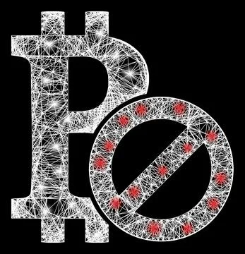 Network Forbidden Bitcoin Mesh with Bright Glitter Dots Illustrazione stock