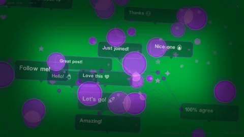 Network forming in transparent field, comments sparking node engagement and Stock Footage 333972156