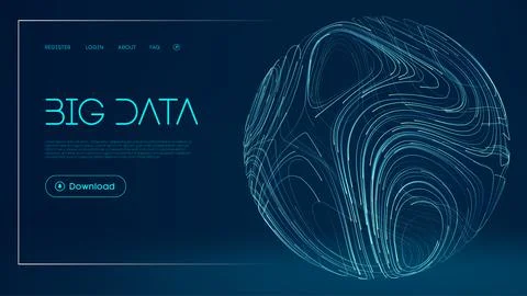 Network futuristic background. Global Big Data Cloud. Abstract digital Illustrazione stock