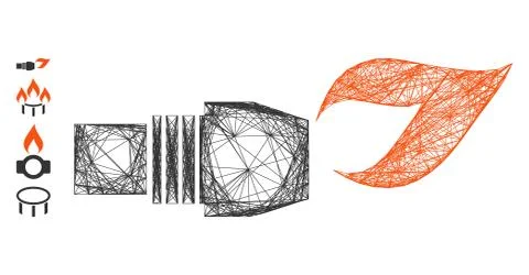 Network Gas Burner Nozzle Fire Vector Mesh Stock Illustration