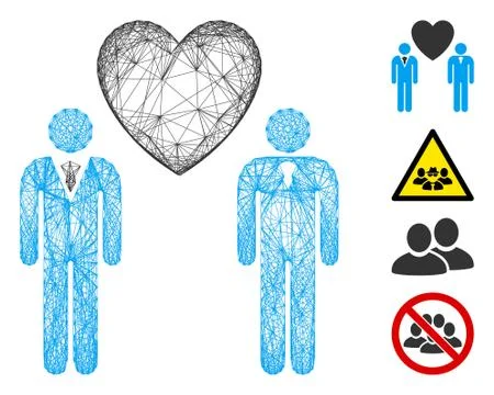 Network Gay Lovers Vector Mesh Stockillustratie