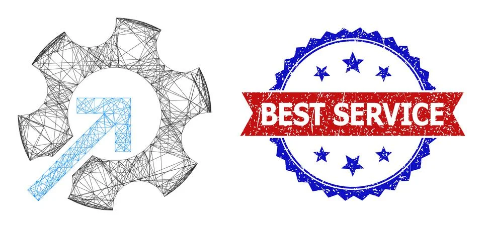 Network Gear Integration Web Mesh and Distress Bicolor Best Service Watermark Stock Illustration