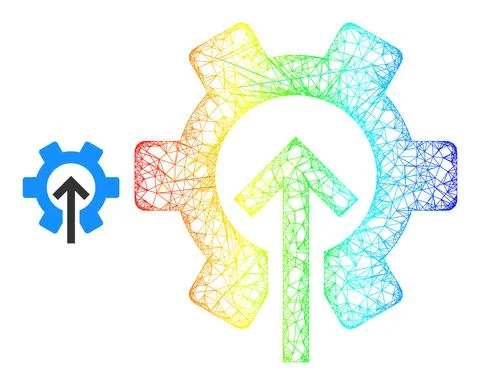 Network Gear Integration Web Mesh Icon with Rainbow Gradient Stockillustratie