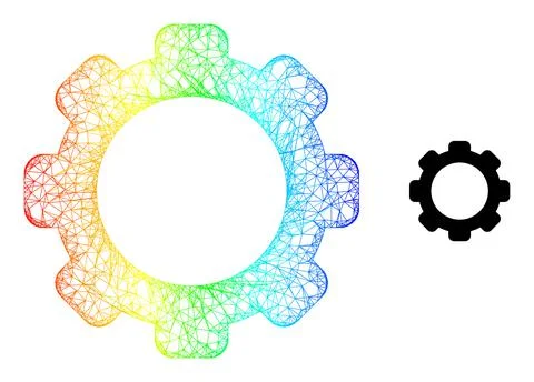 Network Gearwheel Web Mesh Icon with Spectral Gradient Illustrazione stock