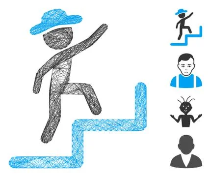 Network Gentleman Steps Upstairs Vector Mesh Illustrazione stock