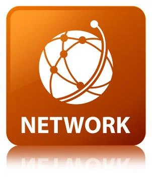 Network (global network icon) brown square button Stock Illustration