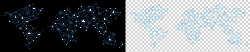 Network Global Technology Connection with Digital People and Communication Nodes イラスト素材