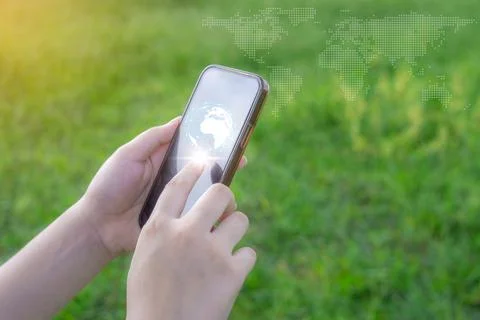 Network global world map internet networking people concept Stock Photos