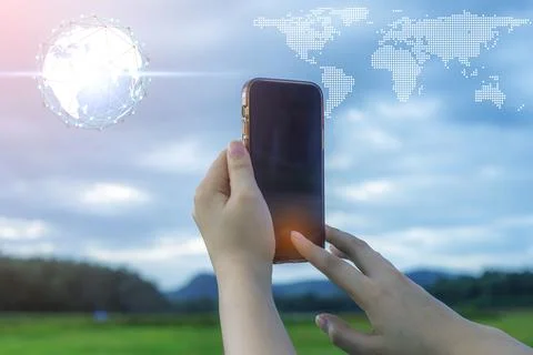 Network global world map internet networking people concept Stock Photos