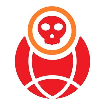 Network globe with skull icon isolated on white background Stock Illustration