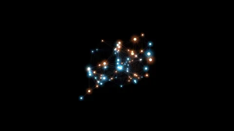 Network of glowing dots and lines representing data connection or digital commun 스톡 동영상 347733875