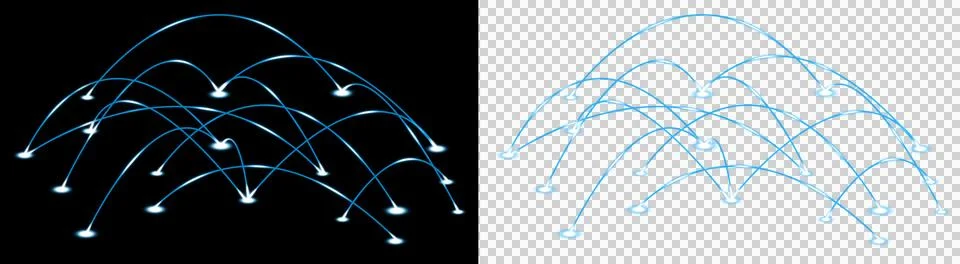 Network glowing light arcs connection flow dynamic data transmission abstract te Stock Illustration