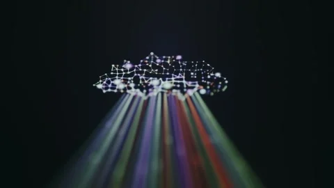Network of glowing nodes and lines resembling a digital brain Stock Footage 335879566