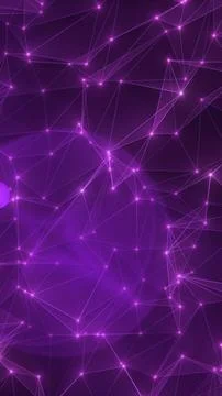 Network of glowing violet lines and nodes creating a futuristic abstract web  Stock Illustration