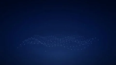 A network of glowing white dots forms a dynamic undulating wave-like structu Stock Footage 340678276
